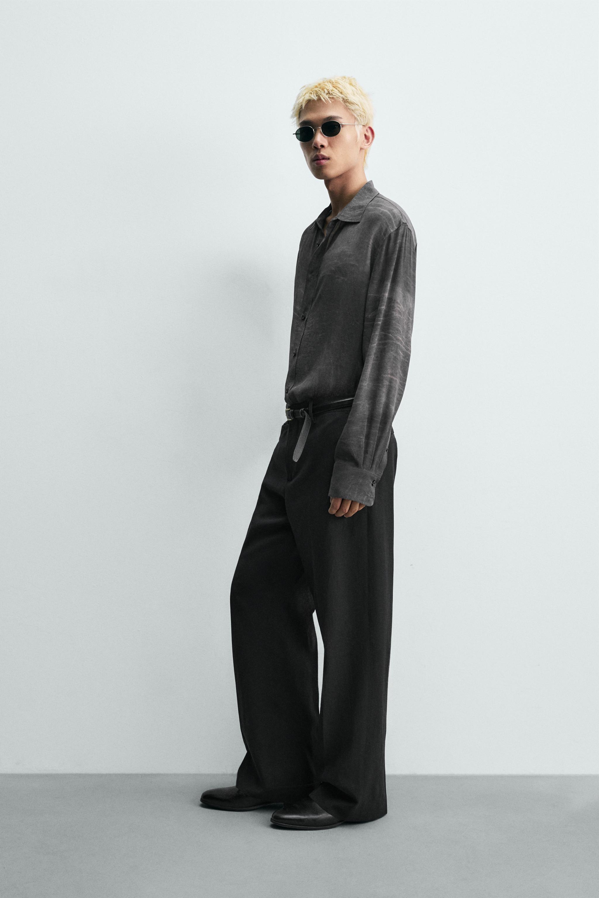 FLUID WASHED EFFECT PRINT SHIRT